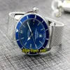 Pas cher Nouveau Super Ocean Heritage AB201016 C960 154A Cadran bleu Asiatique 2813 Montre automatique pour homme Lunette en céramique Bande de maille en acier Nouveau Watc2977