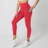 LU-1471 Women Nylon High Elastic Yoga Pants Solid Color Sports Leggings Running Fitness Pants