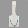 Pendentifs FoLisaUnique 8mm Turquoise Collier Pour Femmes Cadeau D'anniversaire 18mm Antique Argent Bleu Émail Perle Ras Du Cou Bijoux Occasionnels