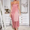 Mulheres Sleepwear 2 Pçs / Sets Mulheres Seda Sheer Long Nightdress Vestidos Robe Solto Causal Loungewear Tracksuits Pijamas Roupões Vestido