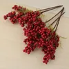 Dekorativa blommor Single Holly Bean Branch Berry Christmas Day Liten Round Red Fruit Artificial Flower For Year Home Wedding Decoration I