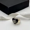 Hebben postzegels 18K goud Zwarte perzik hart Cluster Ringen damesmode eenvoudige merk designer oorbellen voor vrouwen bruiloft e308j
