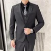 Mäns kostymer kostymset (kostymjacka västbyxor) 2023 Business Slim Montering Tuxedo Groom Wedding Work Party 3-Piece