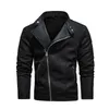 Männer Leder Faux Military Jacke Männer Winter Fleece Warme Diagonal Zipper Motorrad Mäntel Herren Mode Biker PU Jacken Schlank mantel 230922