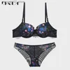 BRAS SETS CLASSIC Black Underwear Set Sexy Bras Printing Fashion Push Up Bh Panties Set Tjock Cotton Brassiere Spets Women Lingerie Set Q230922