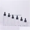 Packing Bottles Wholesale 30Ml Glass Bottle Flat Shoder Frosted/Transparent/Amber Round Essential Oil Serum With Glasses Dropper Cosme Dhfcg
