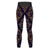 Kvinnors leggings vintage barock guld damast gym yoga byxor kvinnor skjuter upp nyhet leggins sexig elastisk mönster sport tights stor storlek