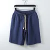 Men's Shorts Summer Linen Men Fashion Casual Short Pants Big Size 9XL Solid Color Elastic Waist Bottoms Male