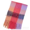 Scarves Tonglu Industrial Belt Single Same Style Rainbow Plaid Scarf Women's Thickened and Warm Imitation Mohair Shawl Neck x0922