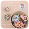 غذاء رضيع بيبي Teether Silicone Beads Bracelets Ratsles Toys Logs Wood Round Ring Pendant for Baby التمريض الملحقات