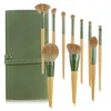 Pincéis de maquiagem 10pcs Pro Green Brush Set Powder Eyeshadow Blending Eyeliner Cílios Sobrancelha Make Up Beauty Cosmestic