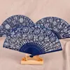 Bomboniera 200 pezzi Bomboniere regalo Stampa fiore Panno blu pieghevole Ventaglio artigianale Regali cinesi classici