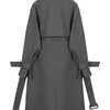 Femmes Mélanges EAM femmes gris bref pansement grande taille Trench revers manches longues coupe ample coupe-vent mode printemps automne 2023 1DA757 230922