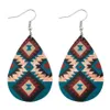 Dangle & Chandelier Geometric Zigzag Pattern UV Print PU Leather Teardrop Aztec Earrings For Women Fashion Ethnic Jewelry Bijoux G236C