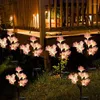 Luces de jardín de 4 piezas lámparas de flores solares modos de iluminación impermeables decorados al aire libre patio de paisaje.