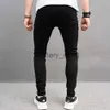 Calças de brim masculinas novos homens streetwear rasgado remendo elegante calças jeans masculino casual magro lápis calças jeans j230922