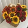 装飾的な花ヒマワリの花の支店人工ひも結婚ウェディング植物室ホームハロウィーン秋の感謝祭の装飾