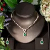 Hochzeit Schmuck Sets HIBRIDE Wasser Tropfen 2 stücke Afrikanische Zirkonia Braut für Frauen Halskette und Ohrringe Set bijoux N 929 230922