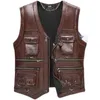 Gilets pour hommes Hommes Side Biker Moto Cuir Gilet Gun Poches Automne Coupe-vent Vneck Hip Hop Gilet Mâle Punk Solide Sans Manches E200 230921