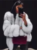 Womens Fur Faux Fake Coat Silver Women Winter White Long Sleeve Fluffy Jacket Outerwears Lady Fashion Jaqueta Feminina 230921