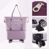 Duffel Bags Foldable Storage Bag With Wheels Expandable Portable Luggage Outdoor Travel Rolling Pack Large Capacity Woman Shopping