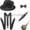 Suspensórios Mens 1920s Great Gatsby Gangster Traje Acessórios Conjunto Roaring 20s Velho Roupas Panamá Chapéu Suspensórios 230921