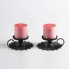 Candle Holders Metal Holder Elegant Vintage Iron Set With Scalloped Base Design Round Handle For Wedding Decor Bedroom