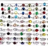 Bröllopsringar 20 30 50 100st för kvinnor Silverpläterad Multicolor Crystal Zircon Stone Fashion Jewelry Party Gift Wholesale Lot 230922