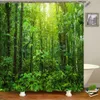 Shower Curtains Forest Natural Scenery Shower Curtain Green Plant Tree Landscape 3D Print Room Bathroom Curtains Waterproof Polyester Home Decor 230922