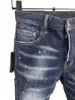 Jeans da uomo 2023 Uomini di marca di moda lavati, indossano fori e dipingono moto retrò A609