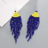 Orecchini pendenti etnici fatti a mano colorati lunghi nappa geometria boema blu perline orecchini pendenti dichiarazione commercio all'ingrosso di gioielli da donna