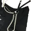 Szelki Yienws Samice Szelki 3 Klip Button Spodnie Szelki dla kobiet moda Pearl Freading Diamond Selysher Yia069 230921