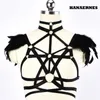 Hosenträger Sexy Schwarz Offene Brust Polyester Käfig BH Dessous Goth Crop Tops Käfig BH Dessous Harness Gürtel Stern Harness BH 230921