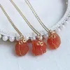 Ожерелья с подвесками 15-20 мм, маленькое ожерелье из натурального камня, стальная цепочка, проволочная обмотка, необработанные красные агаты, сердолик, кристалл, женский Femme296T