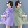 Women's Jackets 6XL Loose Large Size Sun Protection Clothing Mid Length/Short Jacket Summer 2023 Female UV Thin Coat D924