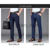 Erkekler kot pantolon iş kot pantolon moda düz sağlam rahat ince erkek pantolon yeni elastik normal akıllı gündelik kot kot j230922