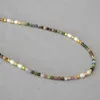 4mm retro color tourmaline white freshwater rice pearl beads simple versatile necklace clavicle chain female 40cm