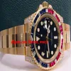 Ny mode lyxiga rostfritt stål armband II Black Dial Sapphire Ruby Diamond Bezel 116758 Watch Chest 40mm Mechanical Man Watch328x