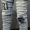 Men's Jeans Street Fashion Men Jeans Retro Yellow Blue Elastic Stretch Skinny Ripped Jeans Men Brand Patches Designer Hip Hop Pants Hombre J230922