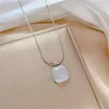 Anhänger Halsketten 2023 Edelstahl Gold Farbe Kette Quadratische Opal Halskette Mode Einfache Schmuck Für Frauen Farblose Accessoires