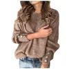 Pulls pour femmes Femmes Col Roulé Automne Hiver Élégant Solide Col Haut Tricoté Bouton Pull À Manches Longues Lâche Tricots Pulls 230922