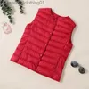 여자 조끼 새로운 2023 여성 Ultra Light Down Vests 슬림 민소매 재킷 휴대용 소녀 가벼운 바람 방전 양복 조끼 L23092