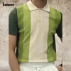 Polo da uomo Plus Size 3XL T-shirt da uomo Moda Dot Stripes Stampa Top Abbigliamento uomo sexy 2023 Estate Casual Pullover Masculinas Polo