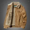 Jaquetas masculinas de alta qualidade cor sólida simples jaqueta casual outono inverno espessamento veludo carga lapela algodão-acolchoado casaco