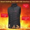 Män s västar termisk varm väst 9 yta uppvärmning USB elektrisk smart med blixtlås män kvinnor sportkläder uppvärmd kappa för camping 230922