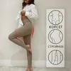 Leggings femininas bege com nervuras malha mulheres cintura alta algodão fitness calças básicas casual primavera todos os jogos feminino magro 230922