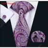 Classic Silk Mens Neckties Purple Tie Sets Paisley Mens Necktiestie Hanky Cufflinks Jacquard Woven Meeting Business Wedding Party 215A
