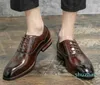 Geklede schoenen Mode Zakelijk Oxford Heren Leer Formeel Kantoor Brogue Gesneden Puntige Veters Casual Heren Bruiloftsfeest