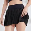 Active Shorts Women Chifon Pleated Tennis Skirt Anti Athletic Yoga Skirts No Pocket High Waist Golf Skorts Workout Sports