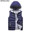 Gilets pour hommes Marque Gilet Hiver Vestes sans manches Down Hommes À Capuchon Chaud 2023 Casual Outwear Chapeau Détachable Extérieur